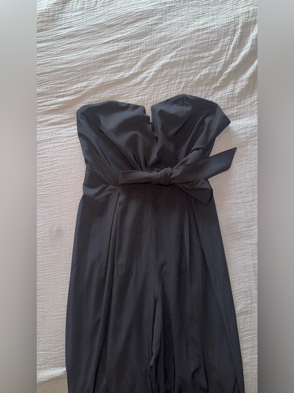 Strapless Black Tie-Waist Women’s jumpsuit